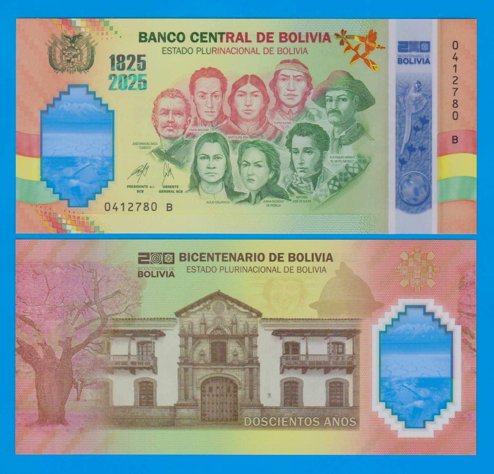 Bolivia NEW 2025 Commemorative 200 anniversary of Bolivia 1825-2025 Polymer UNC