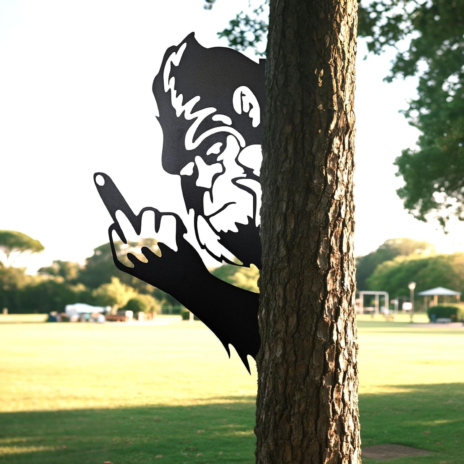 Peaking a Boo Flipping off Bigfoot Animal Metal Sign Art Ornament, Middle