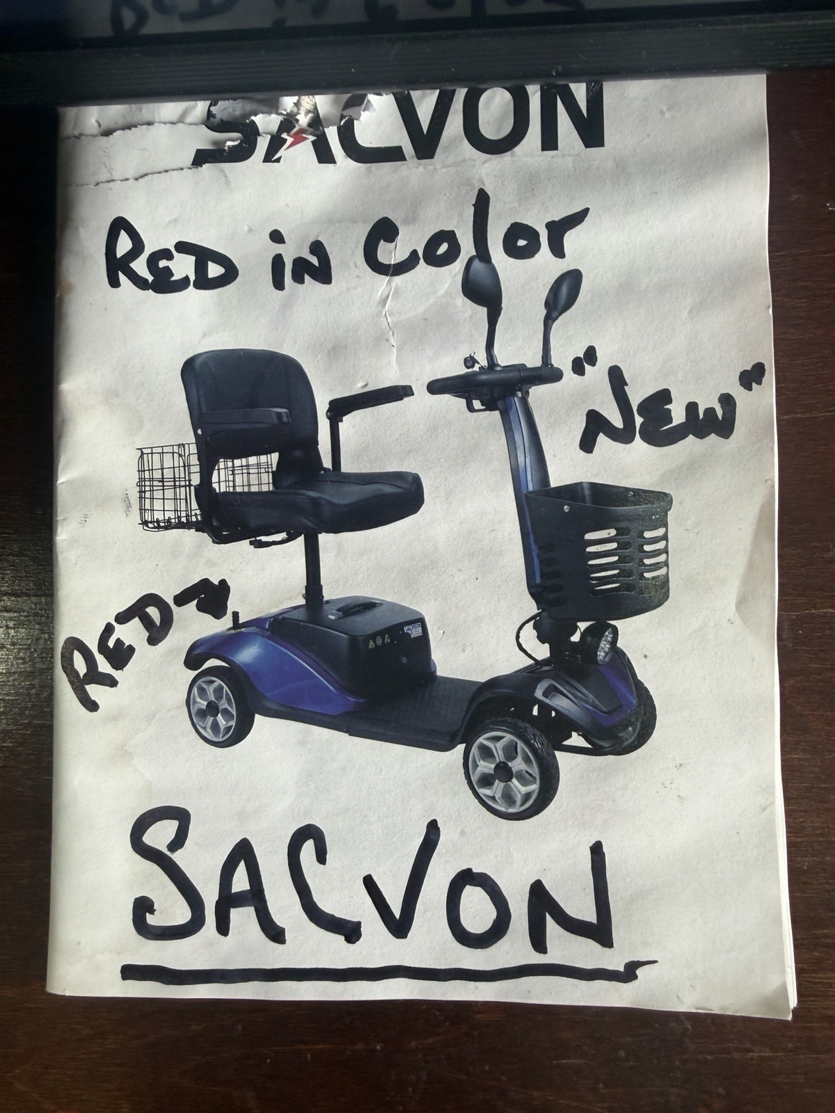 SACVON 4-Wheel Mobility Scooter 4-Wheeled Scooter Red and Blue Colors SACVON 4-Wheel Mobility Scooter 4-Wheeled Scooter Red and Blue Colors
