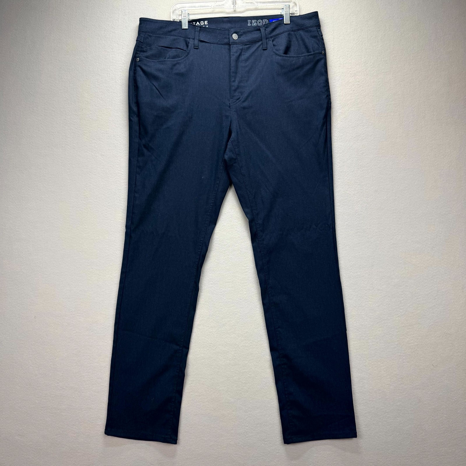 Izod Advantage Performance Ankle Pants Mens 39x34* Blue Stretch Straight Fit