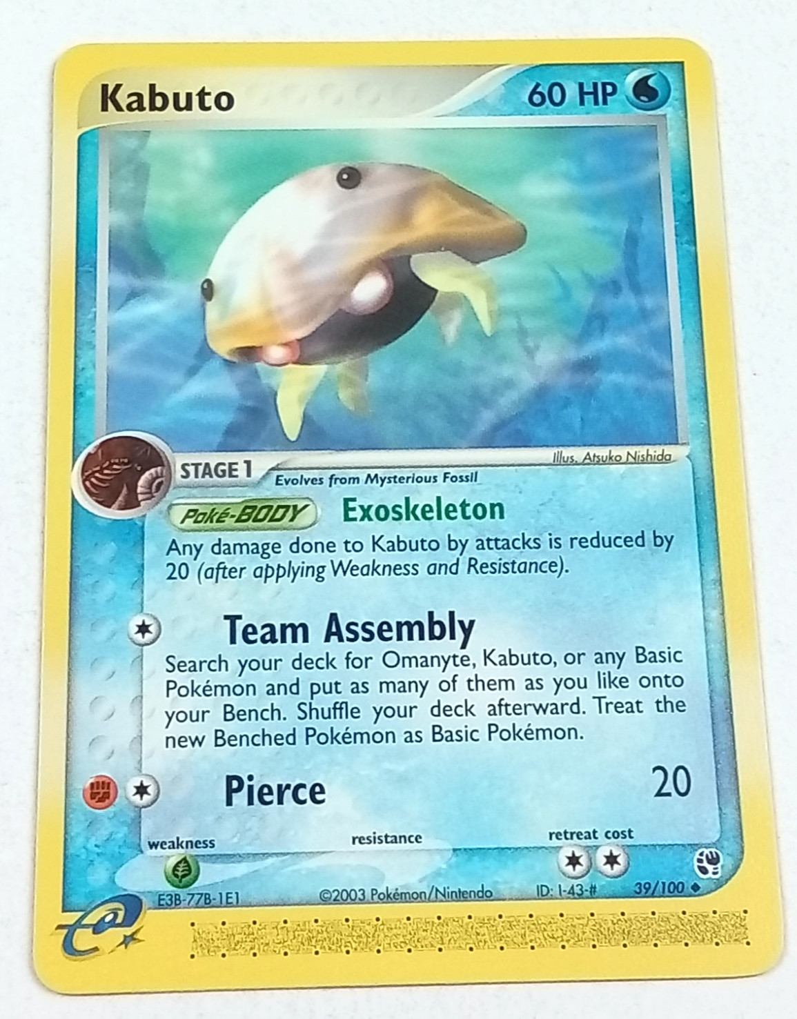 Kabuto 39/100 Sandstorm Pokémon Card 2003