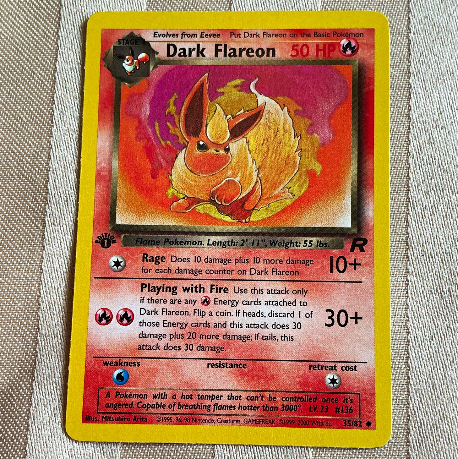 Wizards of the Coast Team Rocket 1st Ed Dark Flareon 35/82 Uncommon EN HP50 Wizards of the Coast Team Rocket 1st Ed Dark Flareon 35/82 Uncommon EN HP50