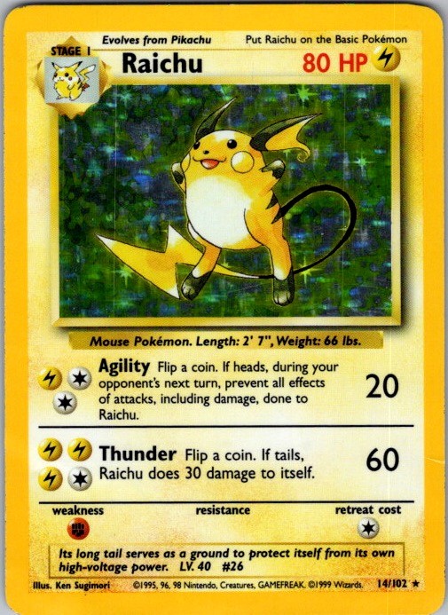 Raichu Holo Rare Base Set 014/102 NM Raichu Holo Rare Base Set 014/102 NM