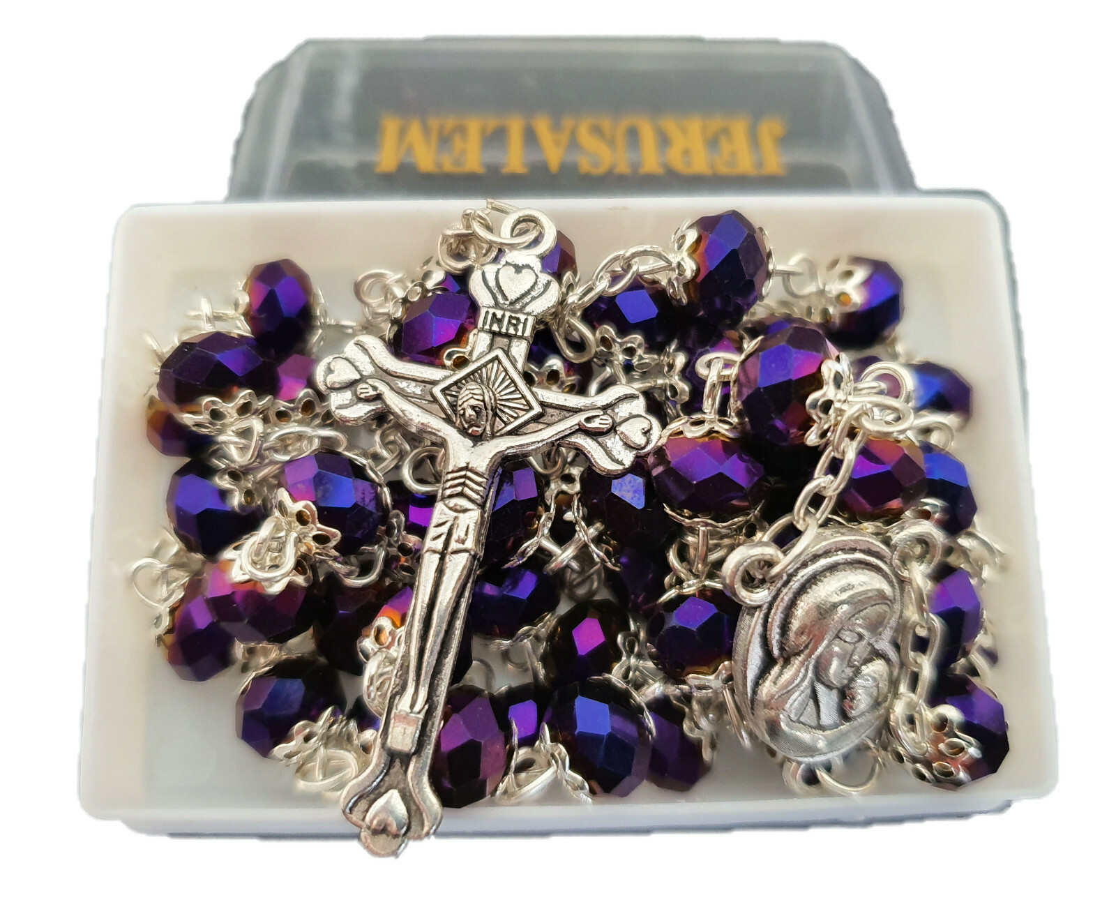 Catholic Deep Purple Jerusalem Crystal Rosary