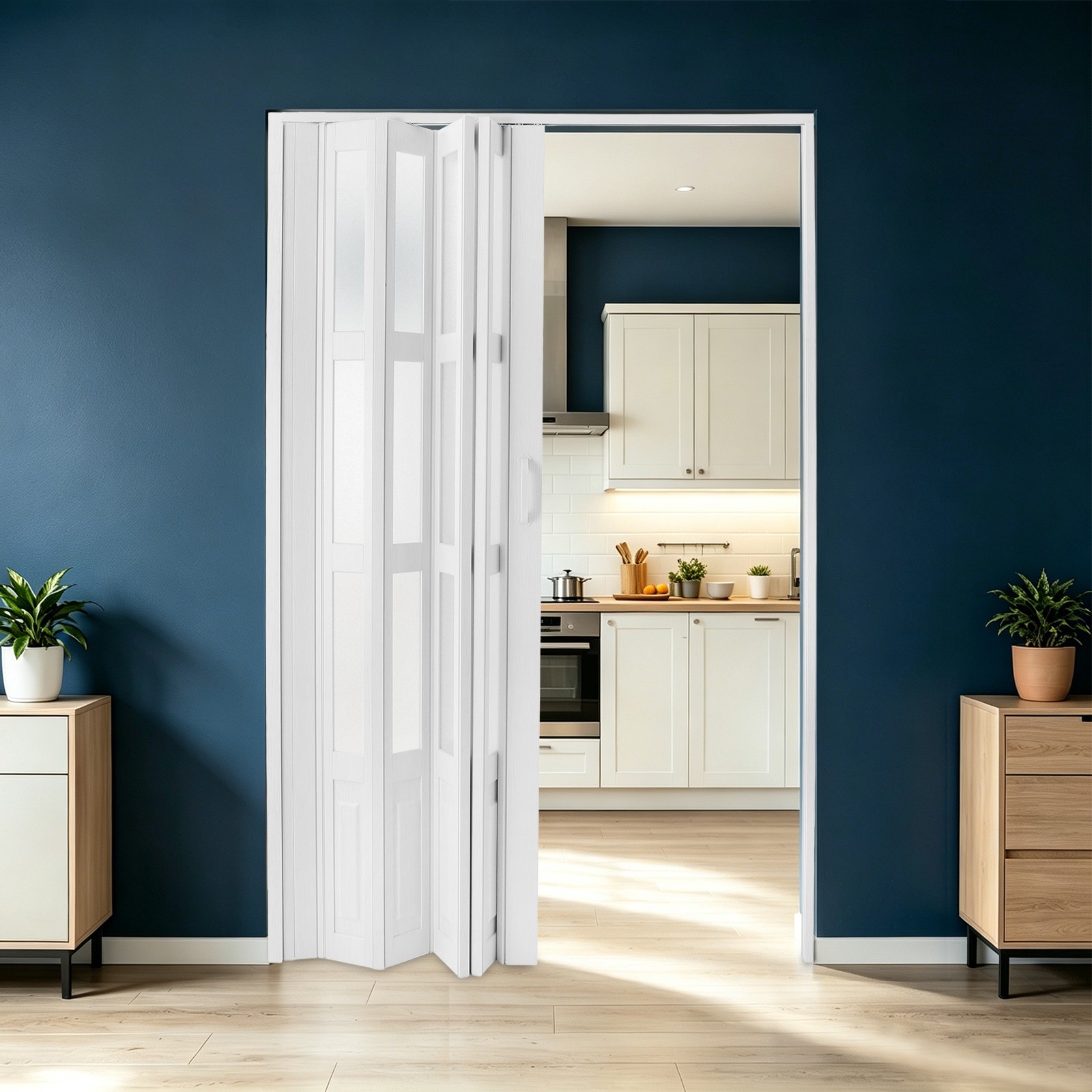 New PVC Accordion Door with Quiet Roller,Installation Hardware Included