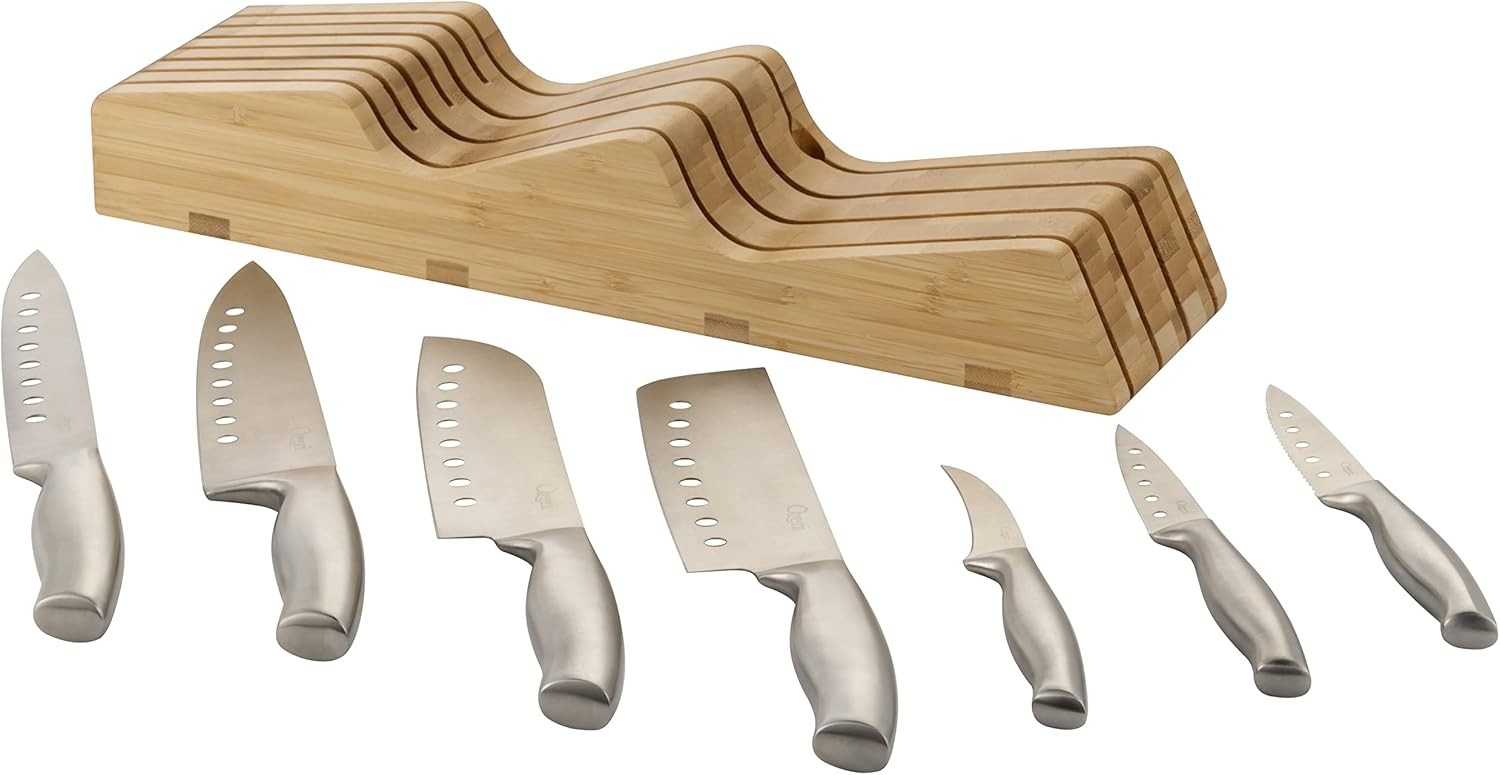 Ozeri 8-Piece Japanese Stainless Steel Knife Set with block - 
