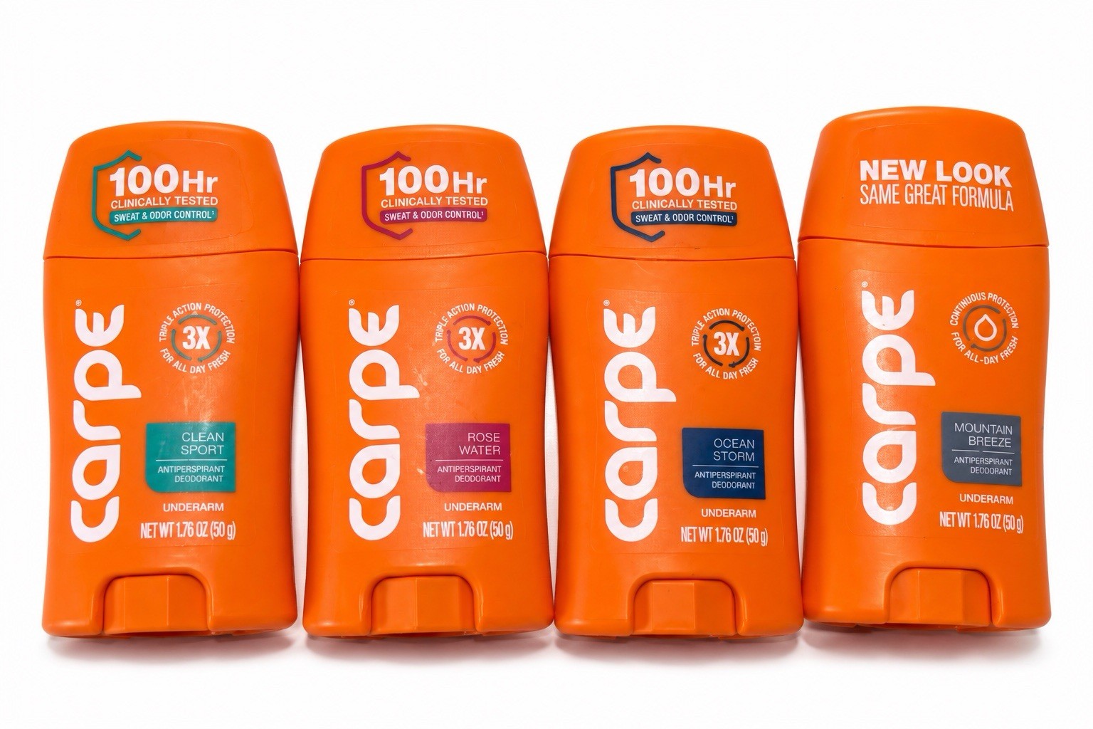 Lot of 4 Carpe Antiperspirant Underarm Deodorant 1.76oz Variety Pack 100HR Sweat Lot of 4 Carpe Antiperspirant Underarm Deodorant 1.76oz Variety Pack 100HR Sweat