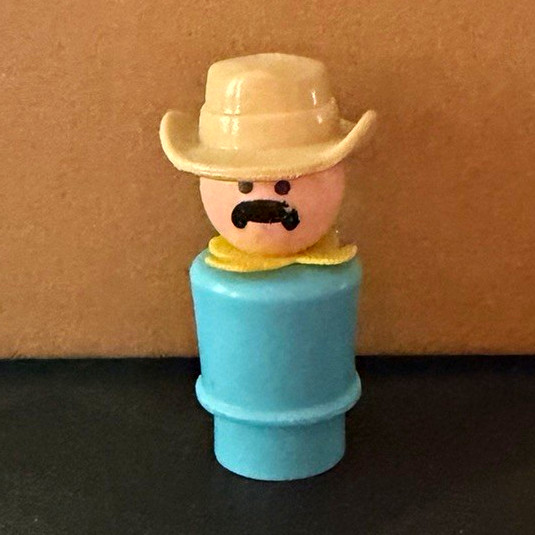 RARE Vintage Fisher Price Little People Light Blue Body Zoo Keeper. HTF Whoops.