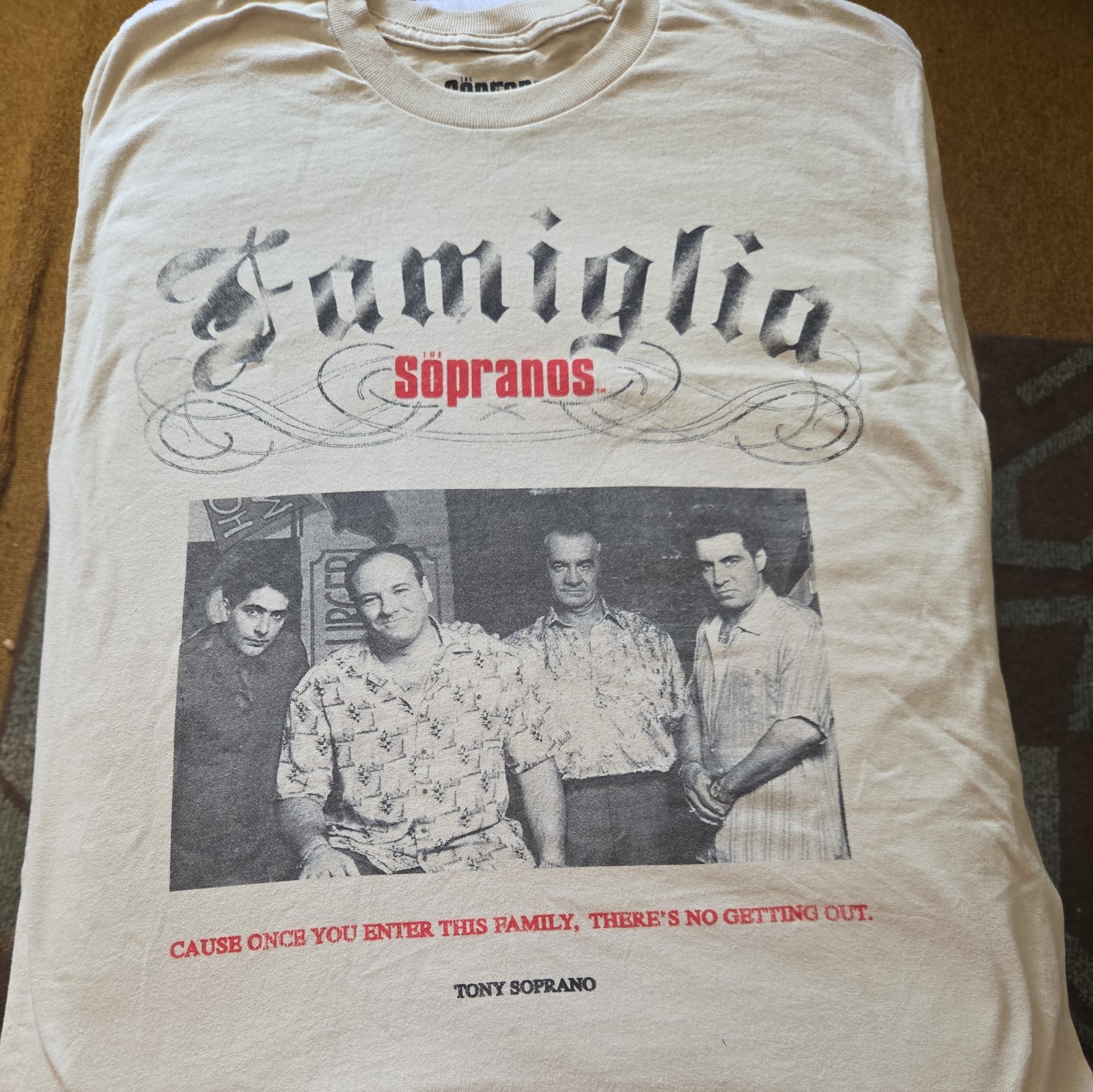 Beige The Sopranos T Shirt. Sz: Medium