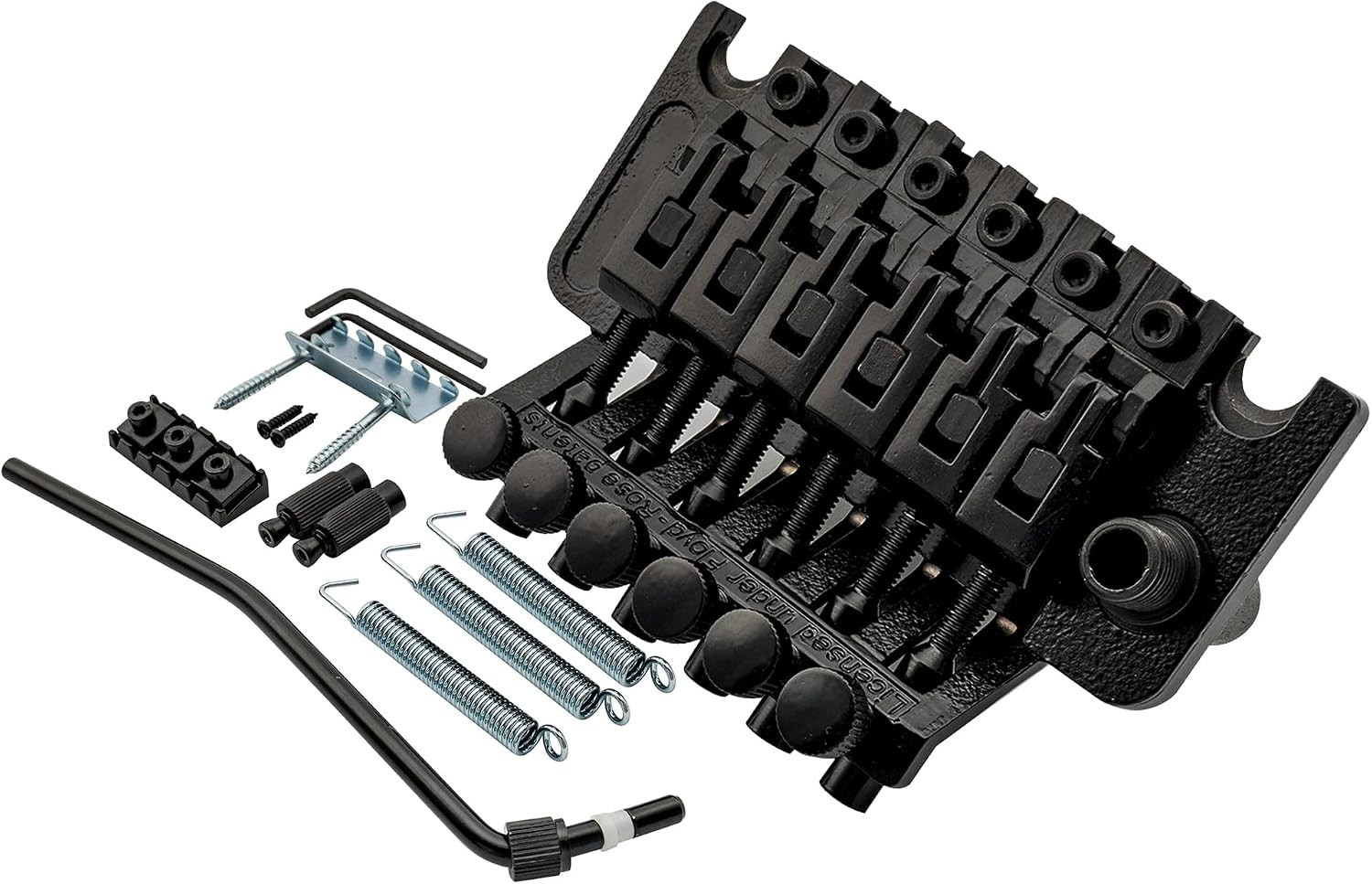 Musiclily Black Double Locking Tremolo Bridge Set for Guitar Replacement (54mm)