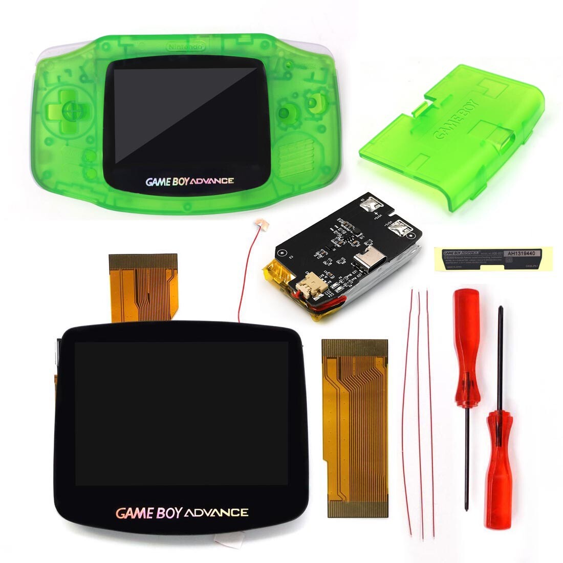 Hispeedido V5 GBA Laminated IPS LCD KIT W/ 1800mAh batteries with shell