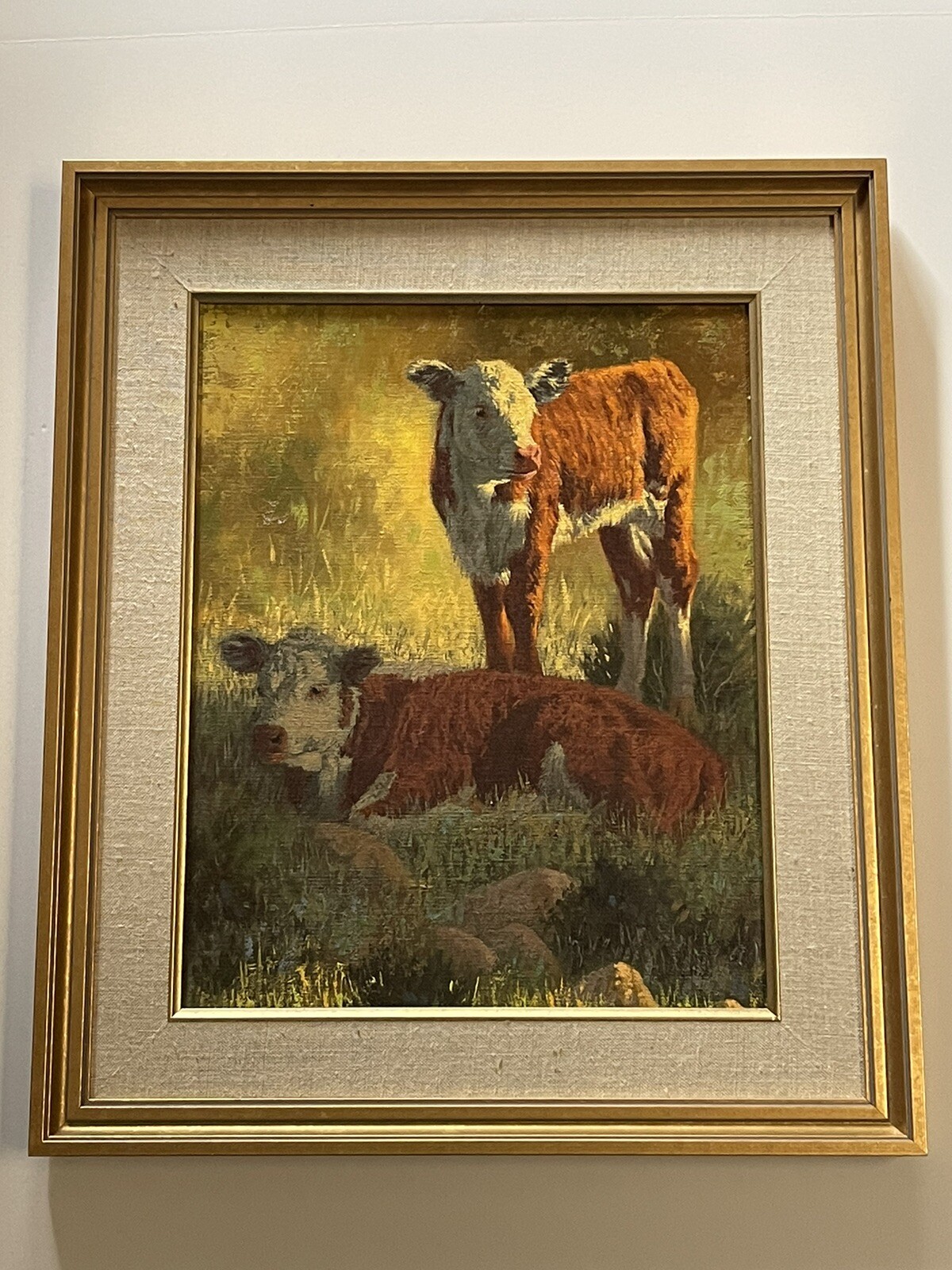 Robb Woods Painting Cow Portrait Landscape Listed American Western Farming Farm