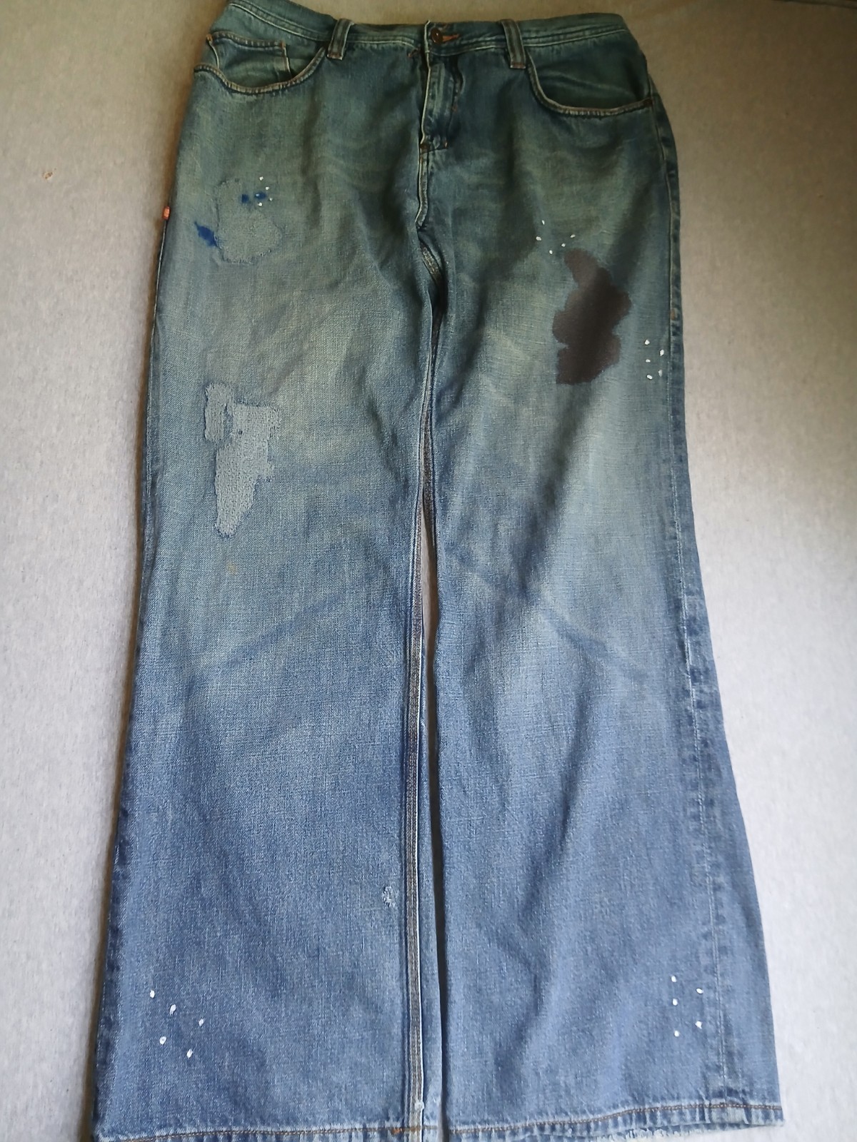 Meoshe Jeans 36x32 Baggy Relaxed Fit Skater Y2k Grunge Embroidered Vintage