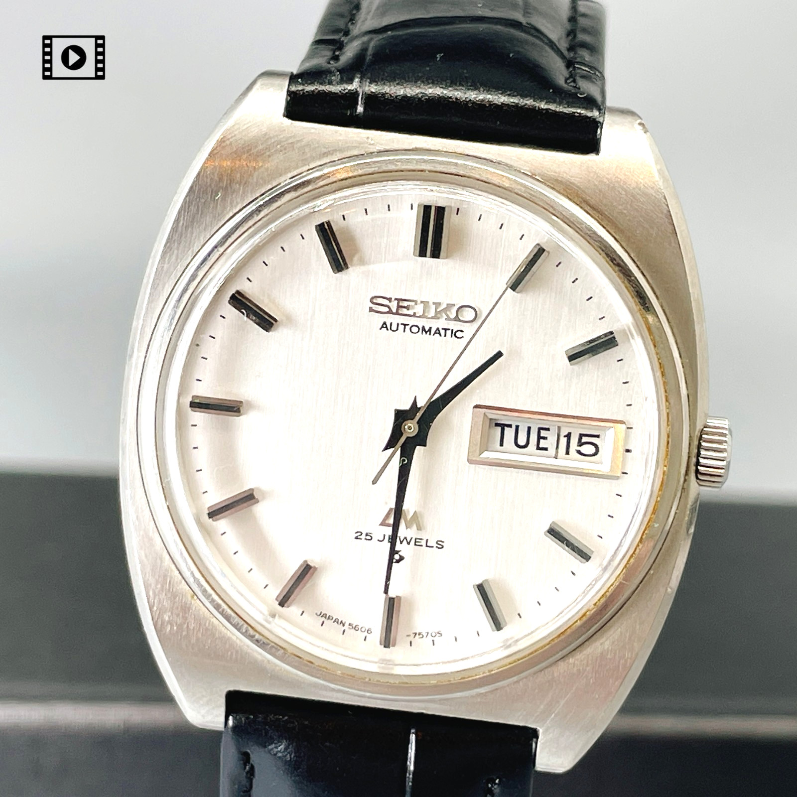 SEIKO Lord Matic LM 5606-7050 White KANJI Date 35mm AT Men's Watch 1978 US Stock