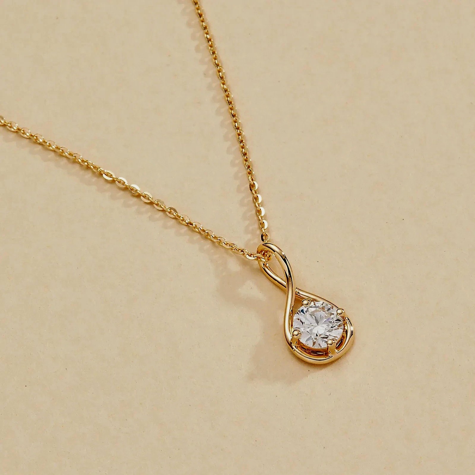 3.60Cts. Round Shape White Diamond Pendant In Yellow Gold Finish - Tariff Free