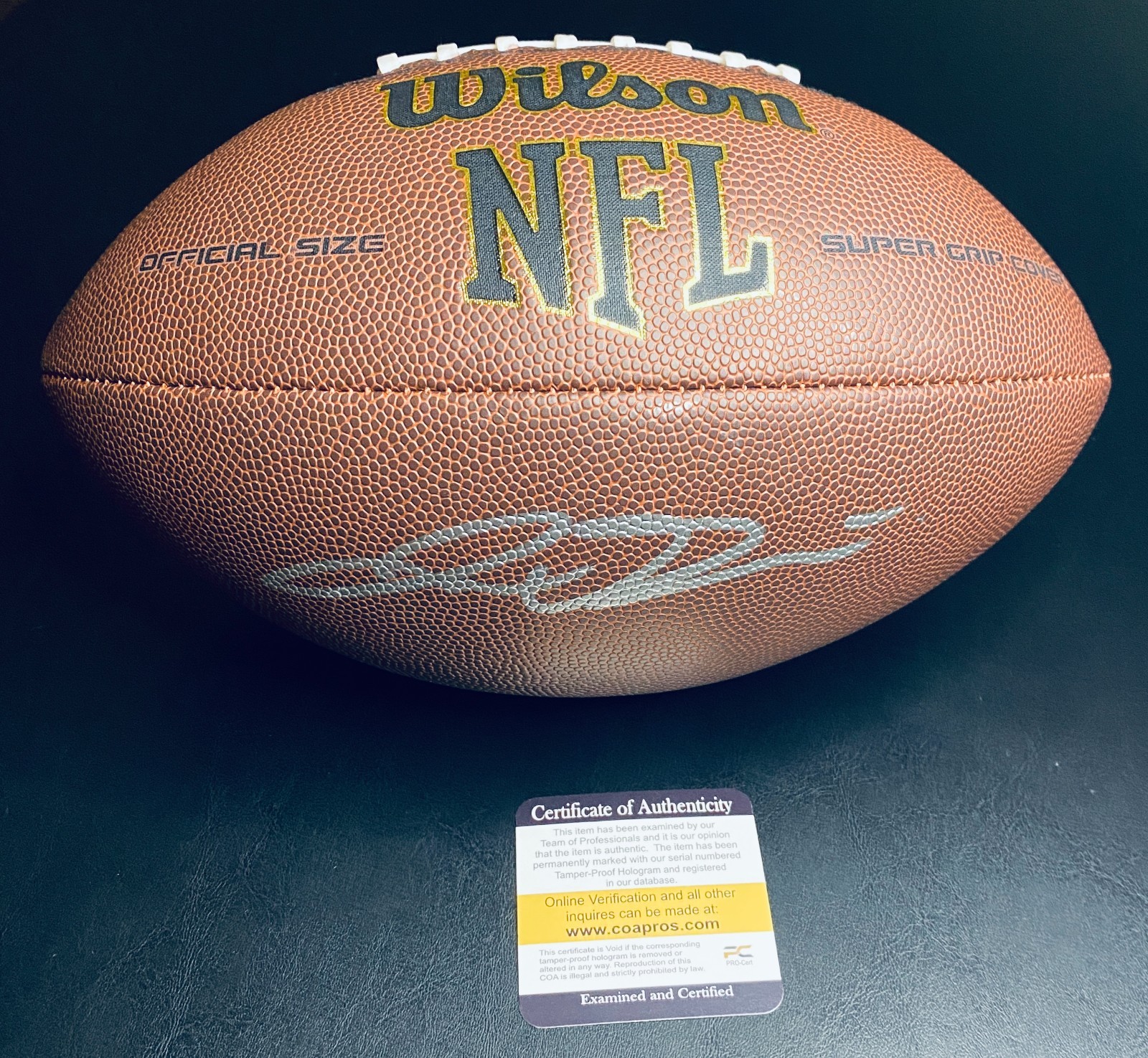 Jaxson Dart Signed Football With COA (PC602743) (Giants)