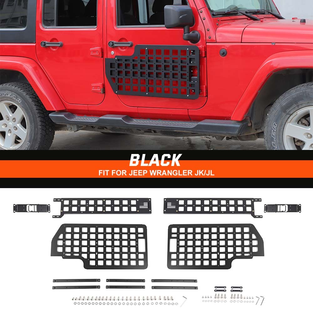for 2007-26 Jeep Wrangler JK JL Front Door Exterior Molle Panel Storage Rack Kit
