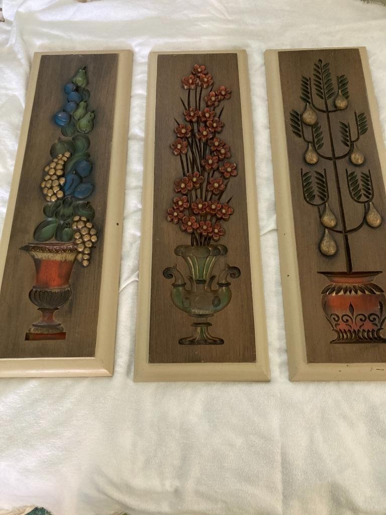 💥Three Vtg 1960s 3 Dimensional Mid Century Burwood Wall Plaques 20