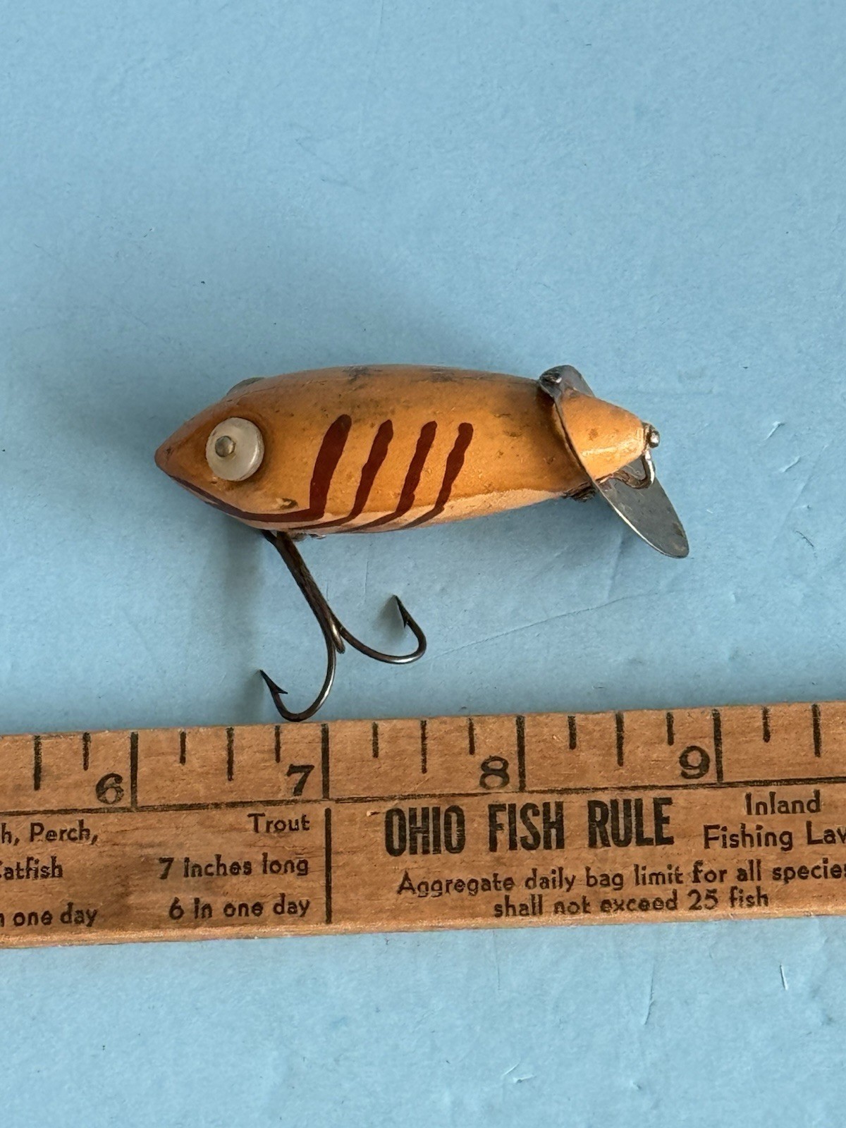 Vintage Wood Fishing Lure Heddon Dowagiac Crab Wiggler Bead Eyes Vintage Wood Fishing Lure Heddon Dowagiac Crab Wiggler Bead Eyes