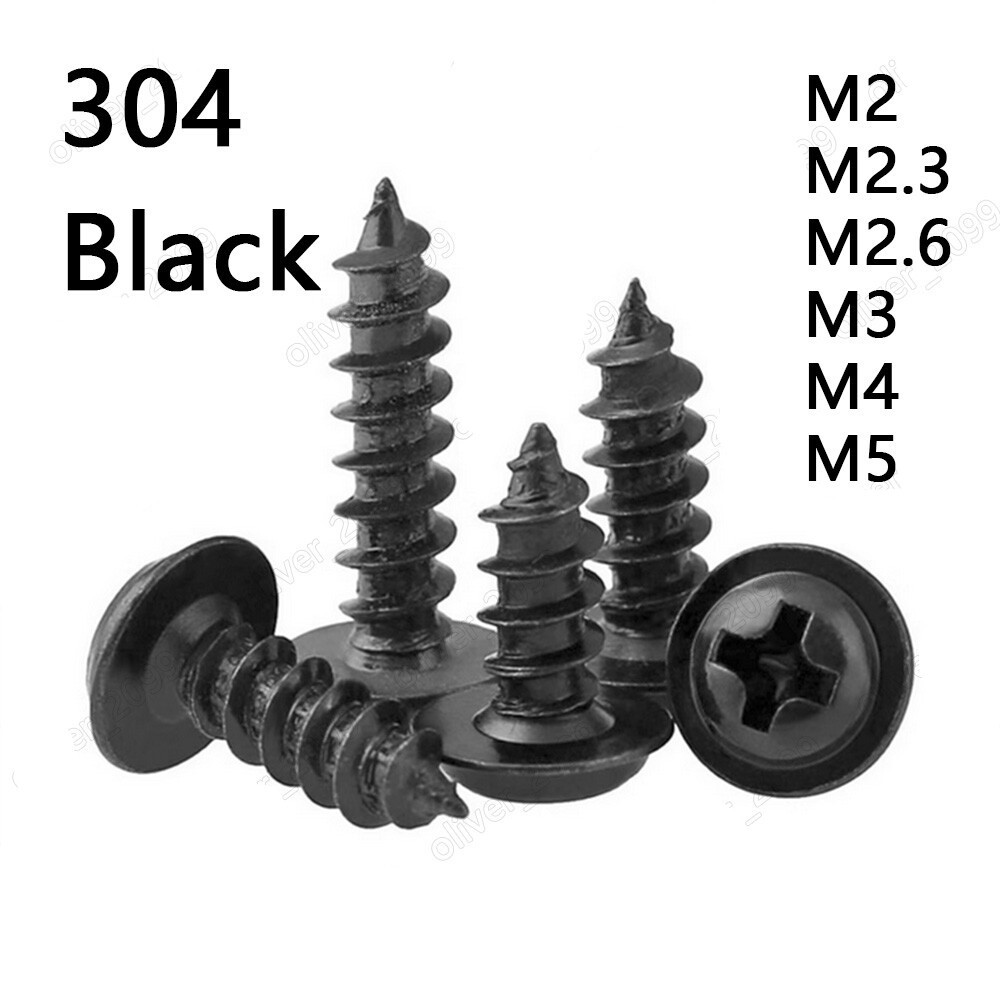 Black 304 Stainless Steel Phillips Pan Head mit Collar Self Tapping Screw M2-M5