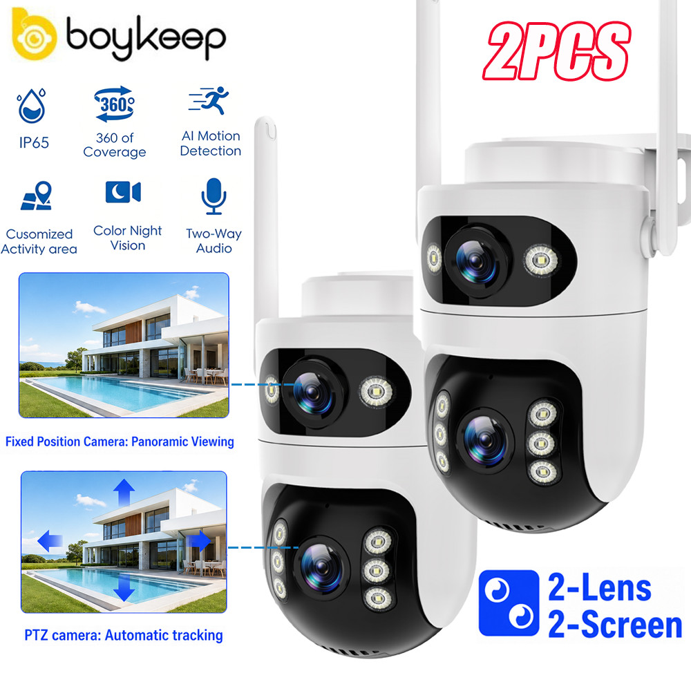 boykeep Outdoor Security Camera 5G Wireless WiFi Dual Lens Smart home PTZ 2PCS