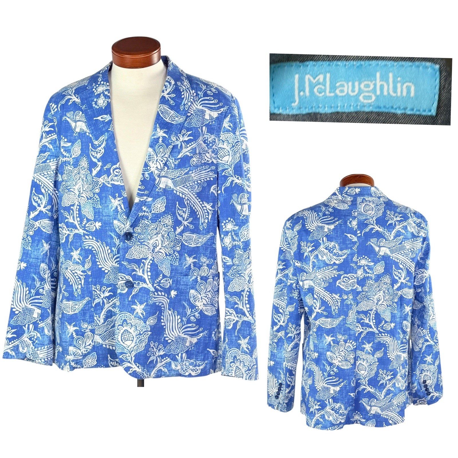 J. McLaughlin Palm Beach Hawaiian Style Men’s Blazer Sport Coat Jacket 44