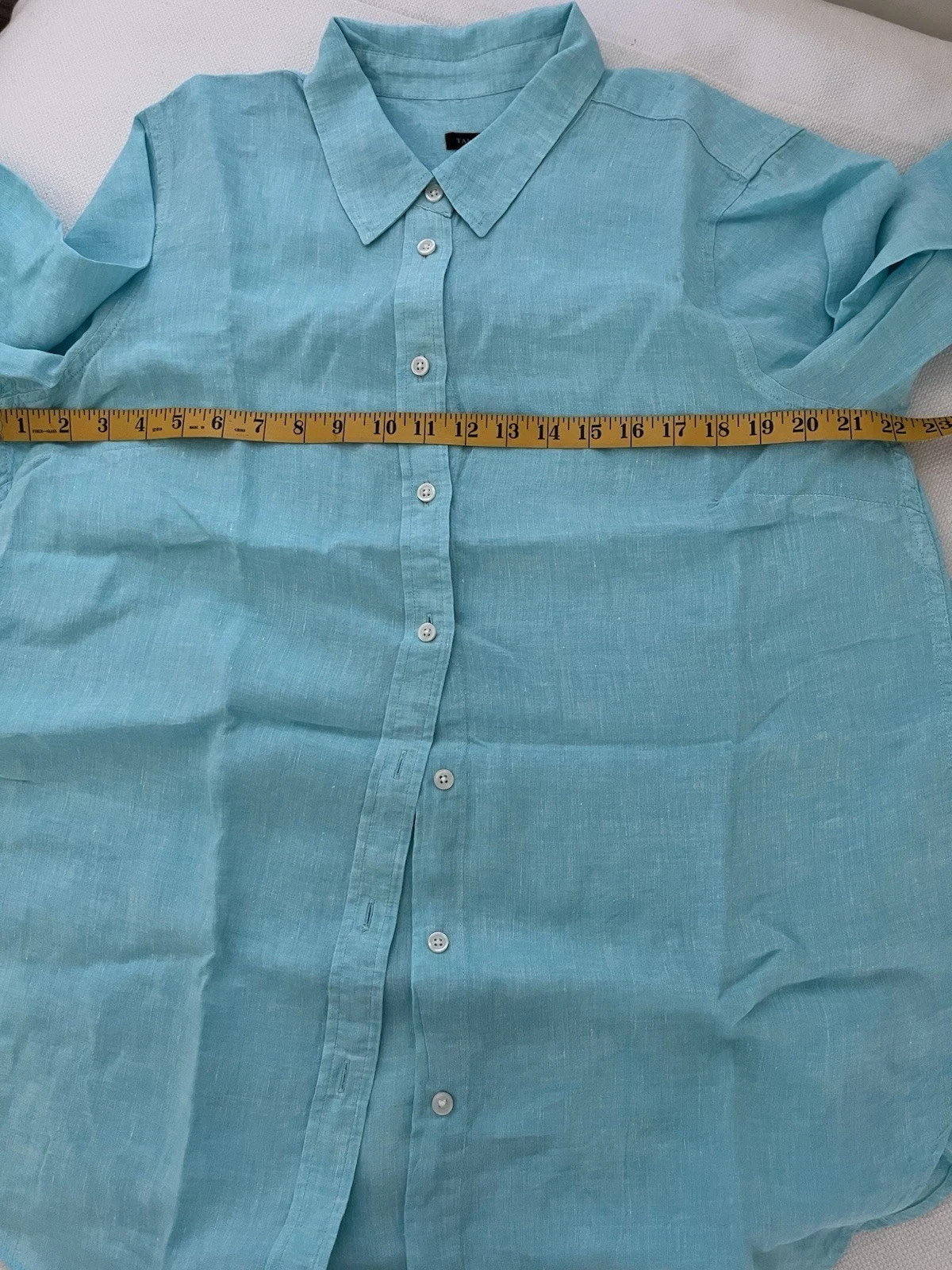 Talbots - Turquoise - LINEN - Blouse - LG. Long Sleeves - 22” Wide / 32” L Talbots - Turquoise - LINEN - Blouse - LG. Long Sleeves - 22” Wide / 32” L