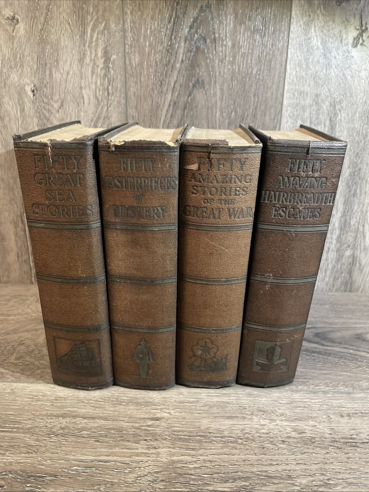 Odhams Fifty Lot Of 4 : Masterpiece Stories Of Mystery, Sea, Escapes, Great War