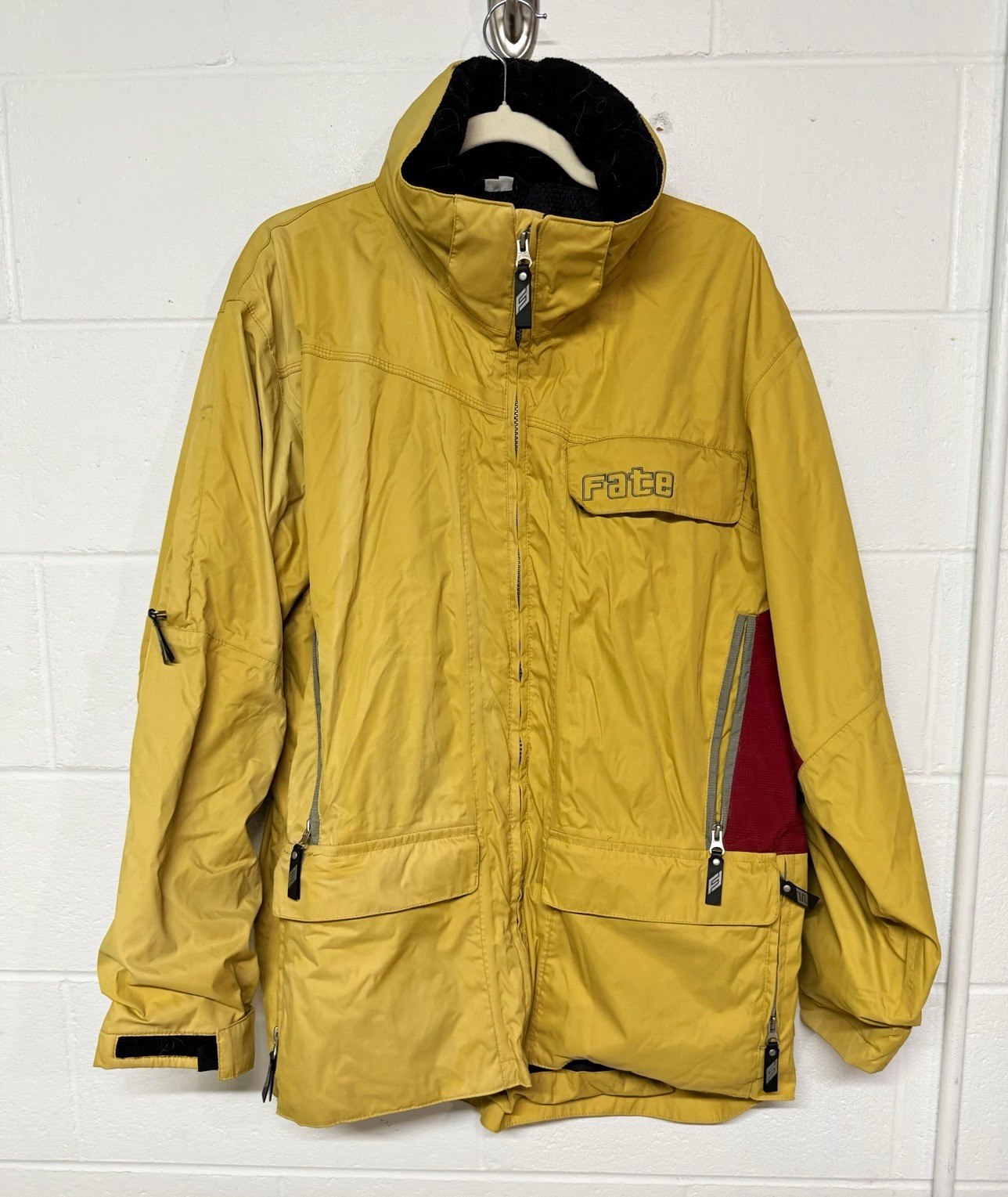 Vintage Fate Clothing Y2K Snowboard Ski Jacket Men’s M Mustard Yellow Dice
