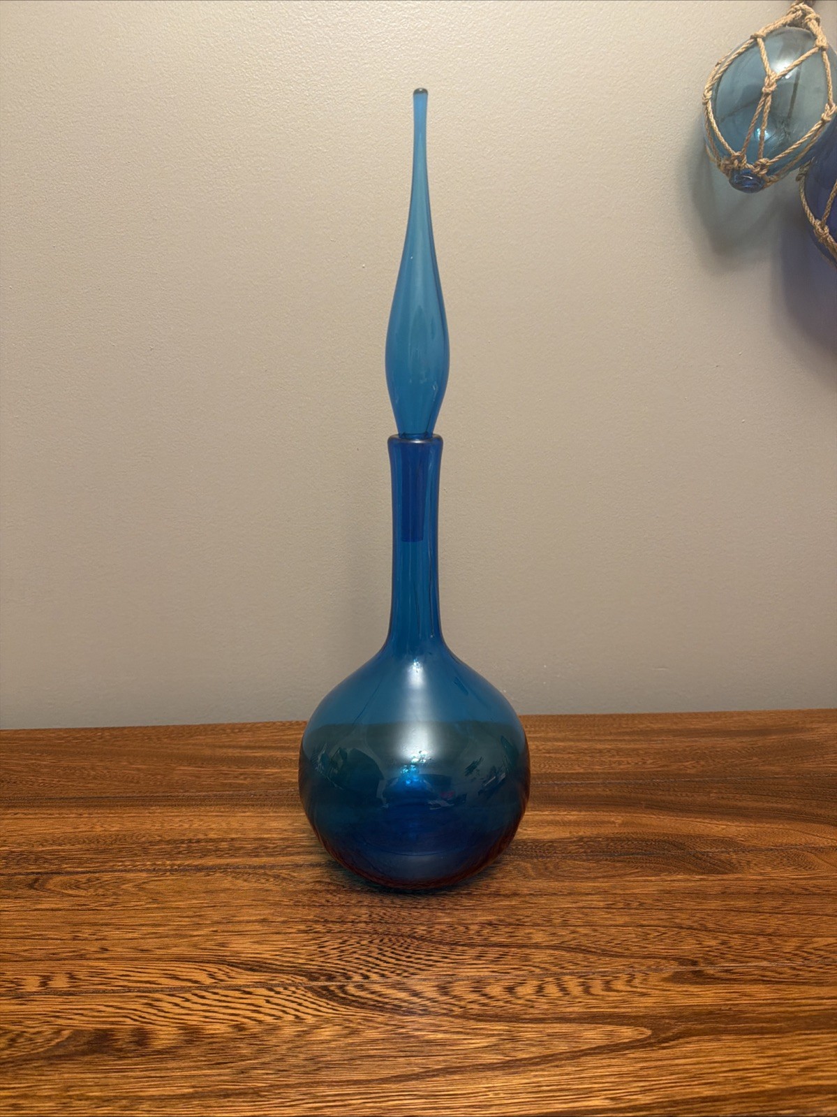 Vintage MCM Blenko Glass 627L Decanter In Turquoise 18 Vintage MCM Blenko Glass 627L Decanter In Turquoise 18