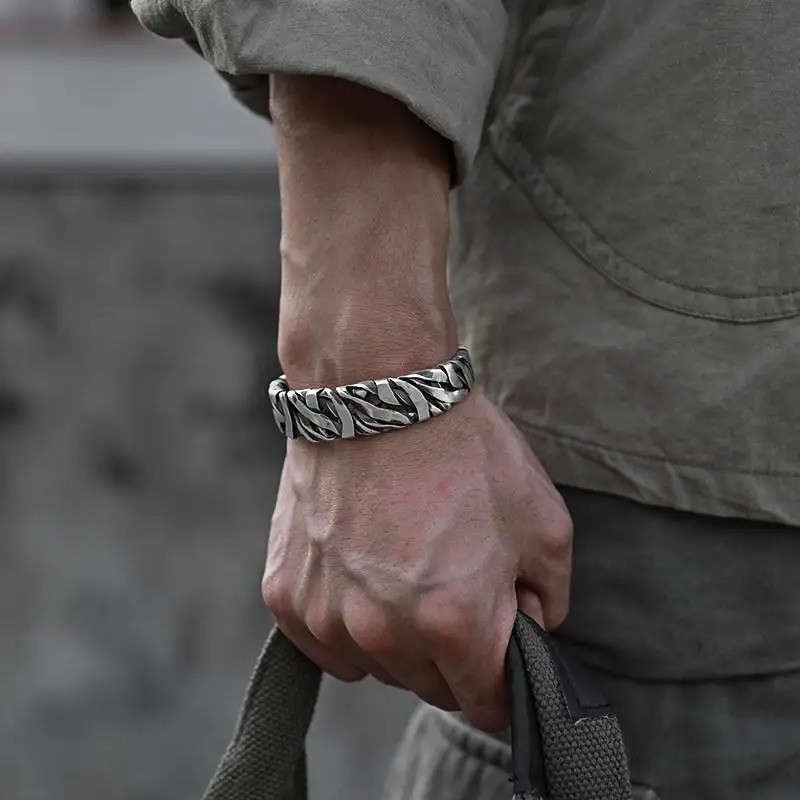 Men Bracelet Sterling Silver Retro Twisted Open Wide Bangle Cuff Bracelet USA Men Bracelet Sterling Silver Retro Twisted Open Wide Bangle Cuff Bracelet USA