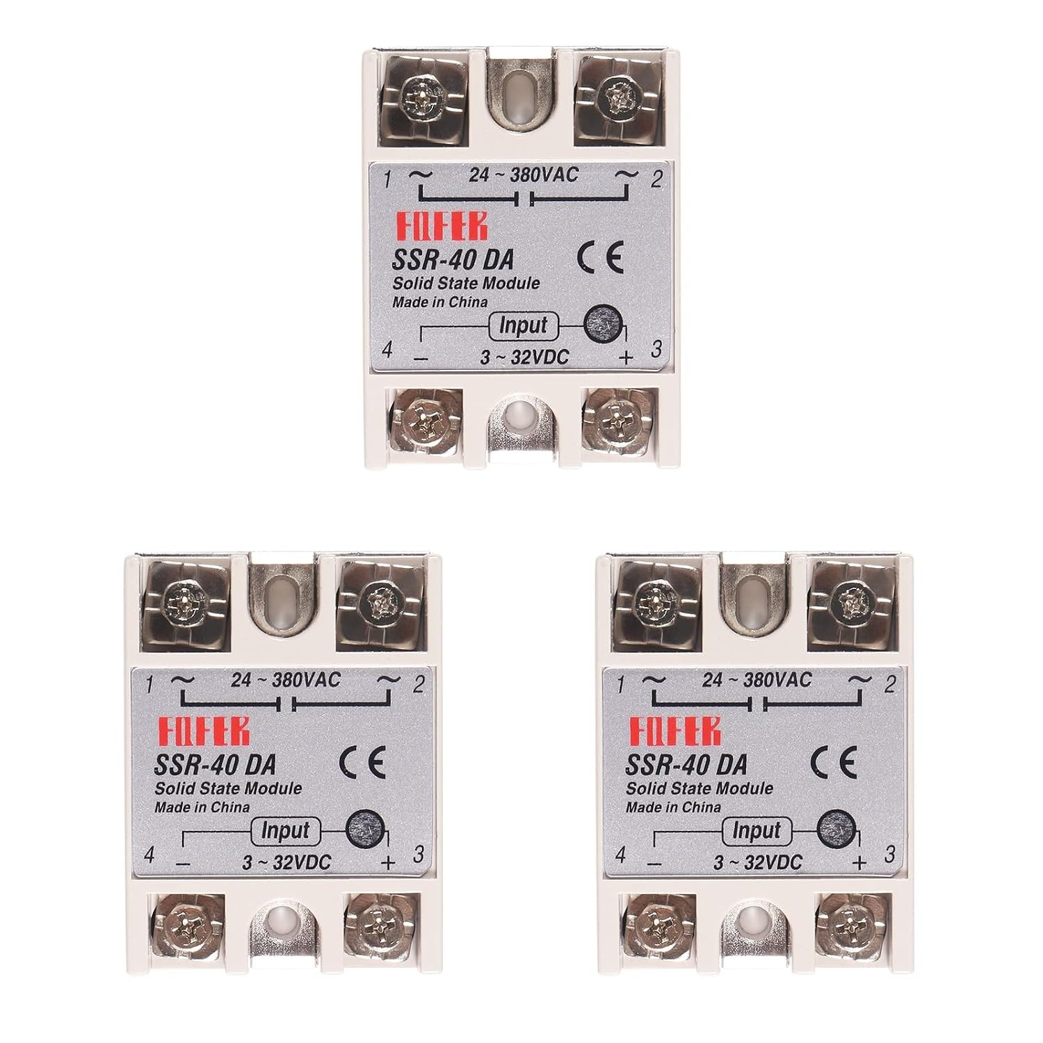 3Pcs Solid State Relay SSR-40DA Single Phase Solid State Relay Module Input