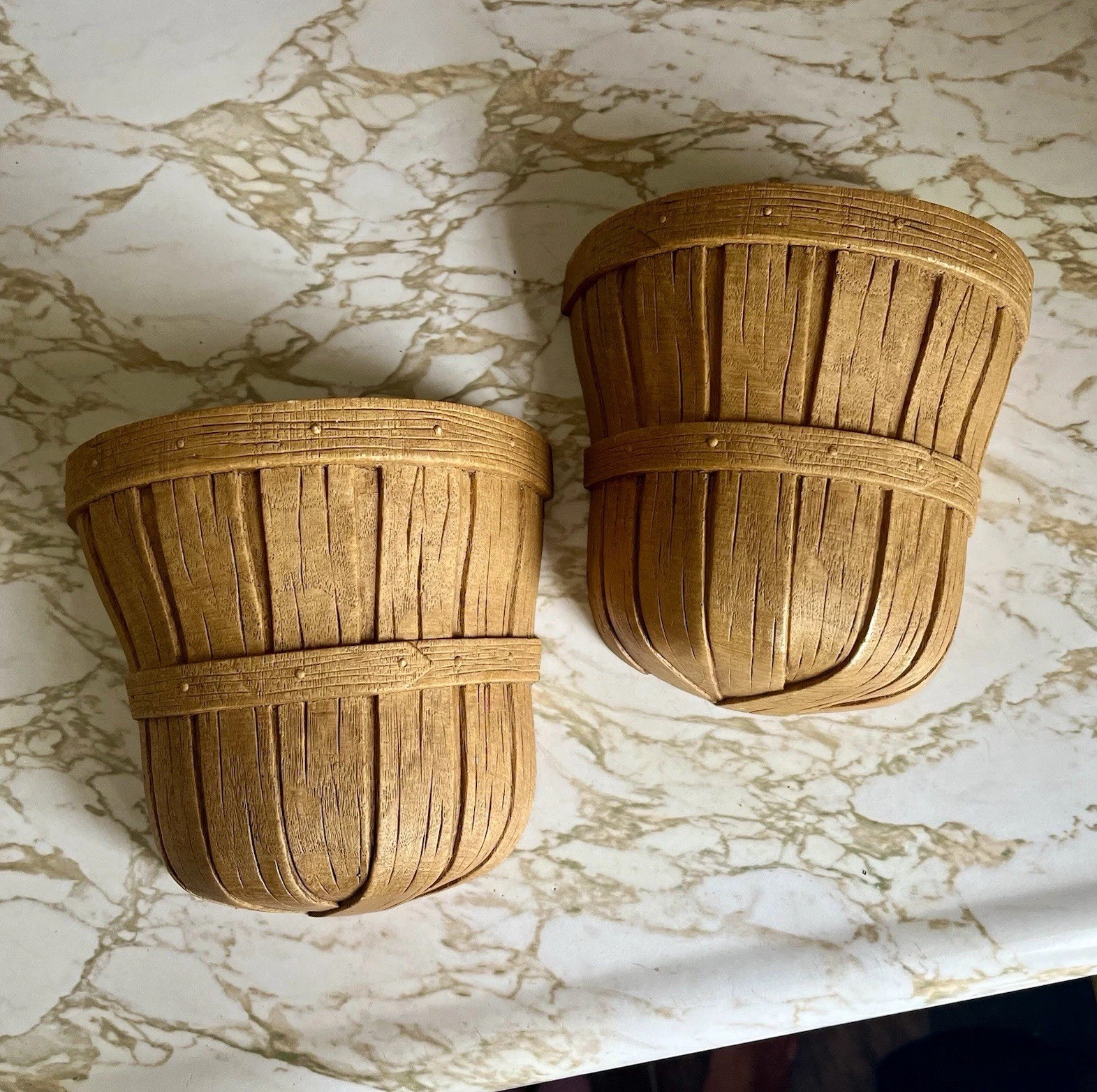 Vintage Homco Pair Faux Wicker Basket Wall Pocket Dried Floral Cottagecore 2pcs Vintage Homco Pair Faux Wicker Basket Wall Pocket Dried Floral Cottagecore 2pcs