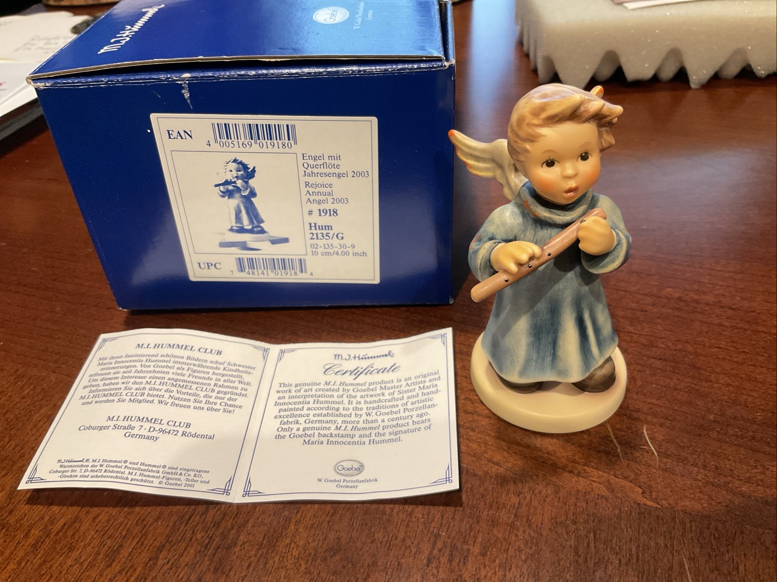 Goebel Hummel Rejoice Annual Angel 2003 Hum 2135/G # 1918 Figurine W/ Box & COA