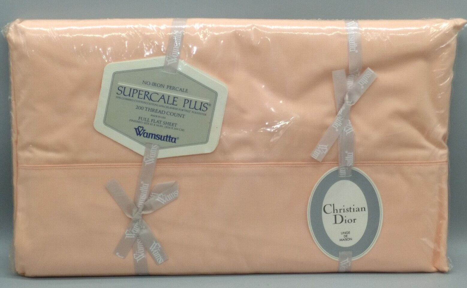 Vintage Wamsutta Made in USA Old Stock Shrink-Wrapped Pink Full Flat Sheet Vintage Wamsutta Made in USA Old Stock Shrink-Wrapped Pink Full Flat Sheet