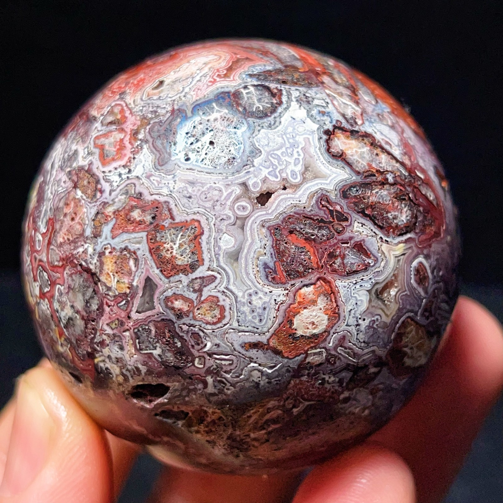 218g Natural Polished Crazy Agate Sphere Healing  Gift L7591