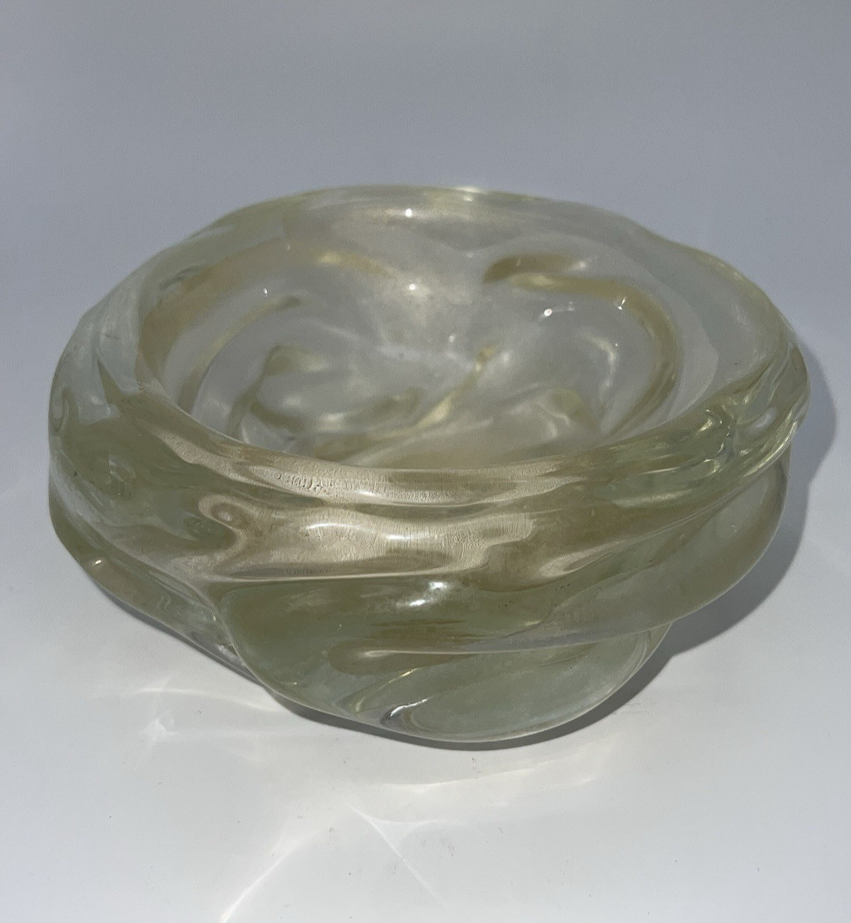 MCM Archimede Seguso Murano Heavy Gold Leaf Freeform Glass Bowl