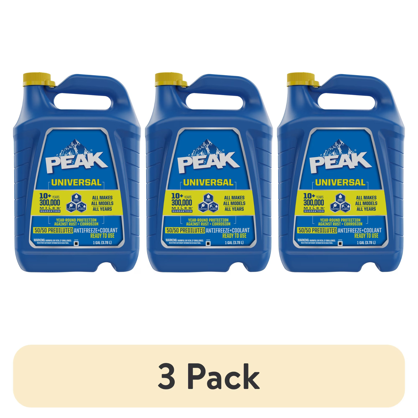 (3 pack) PEAK Universal 50/50 Prediluted Antifreeze + Coolant for All Vehicles, (3 pack) PEAK Universal 50/50 Prediluted Antifreeze + Coolant for All Vehicles,