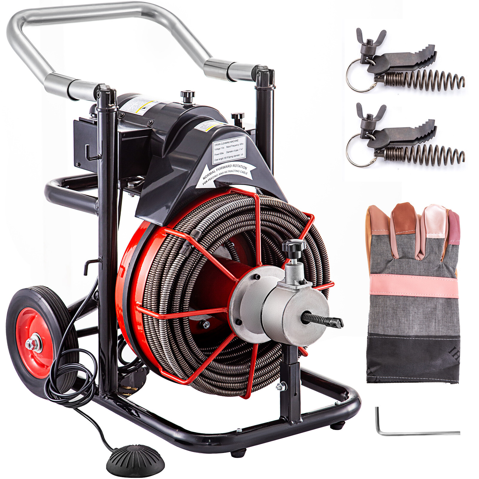 Commercial 100ft 1/2'' Sewer Snake Drain Auger Cleaner Cleaning Machine Plumbing