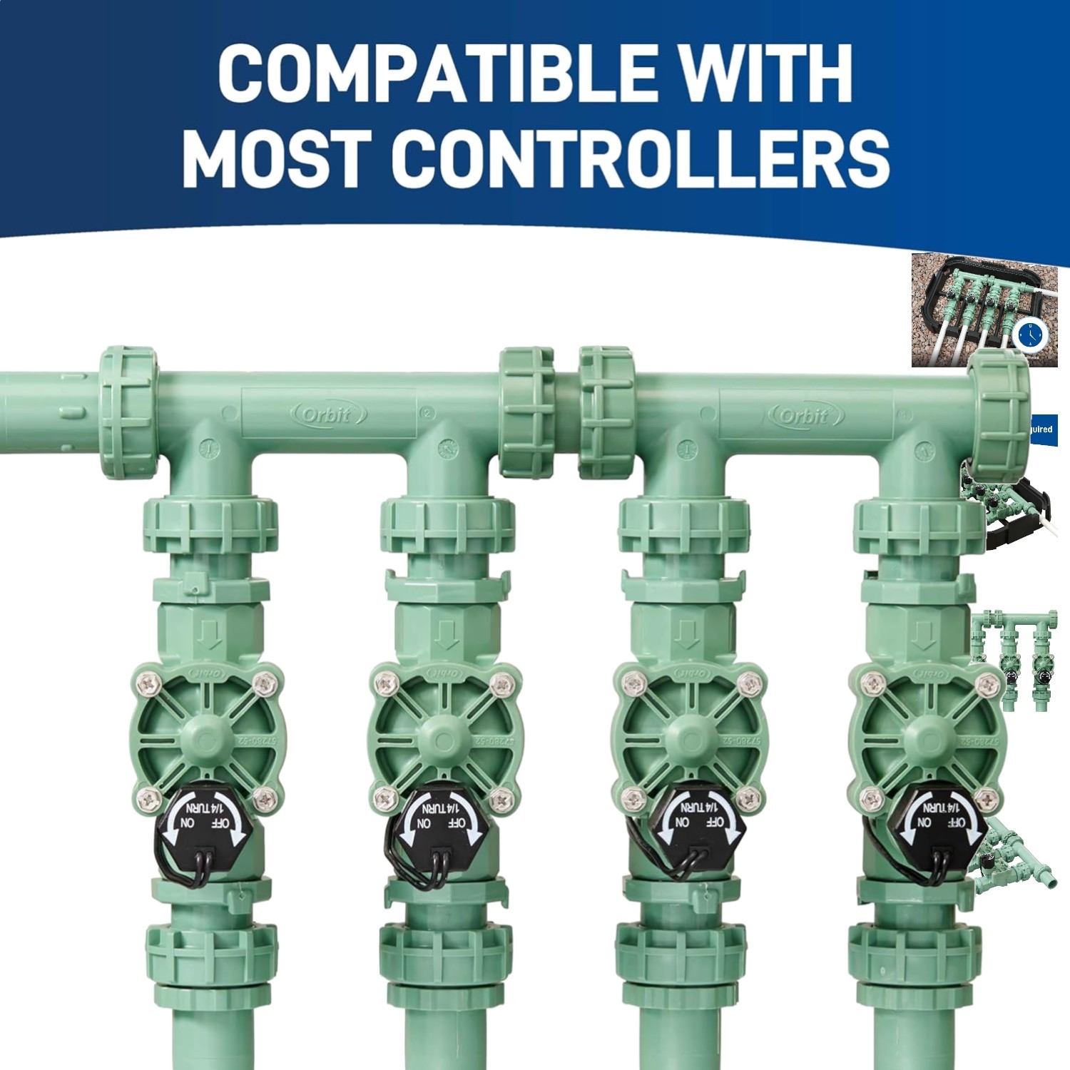 4-Valve Preassembled Sprinkler Manifold - Easy Tool-Free Installation & Durable