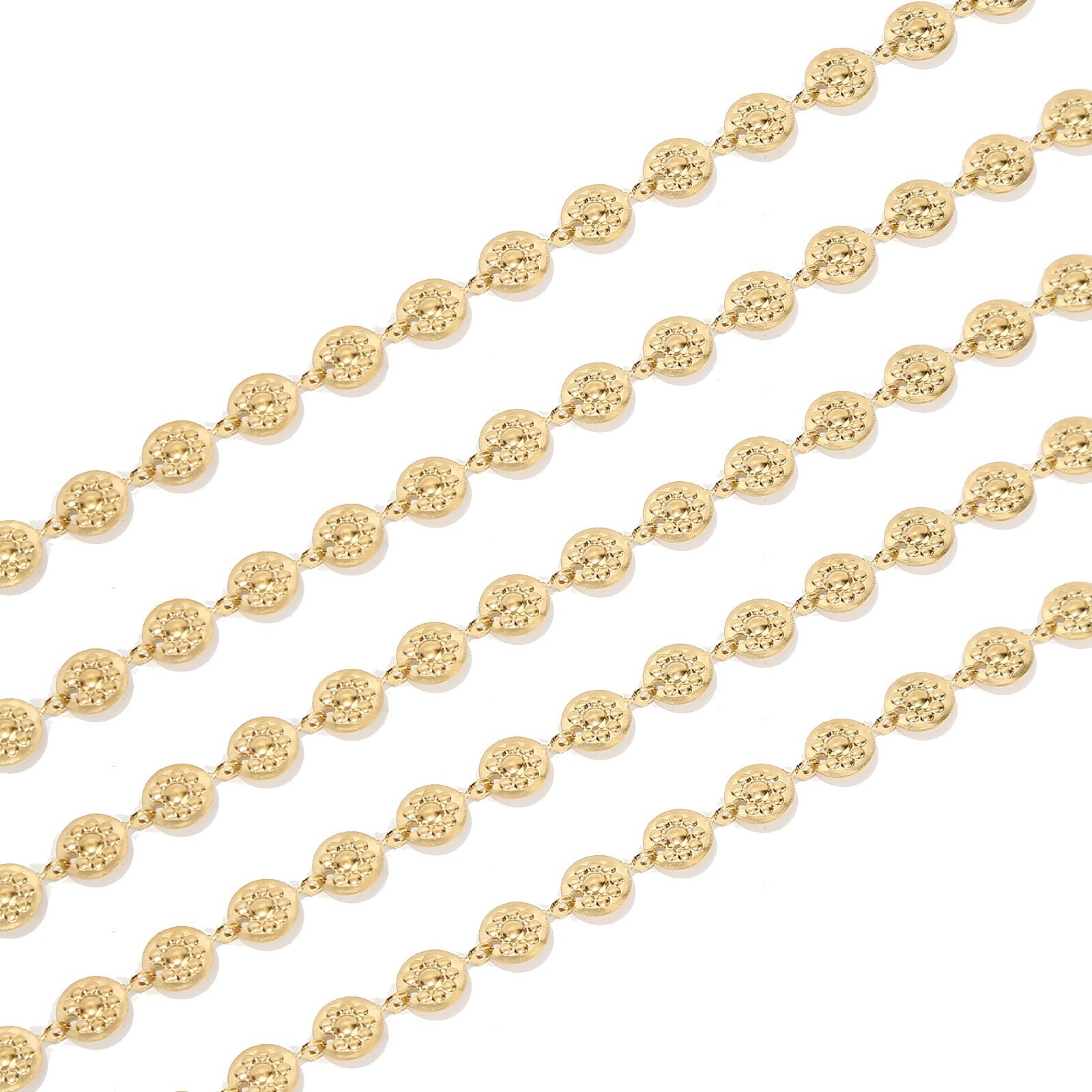 3meters Silver/Gold Stainless Steel Flower Round Disc Connect Chains