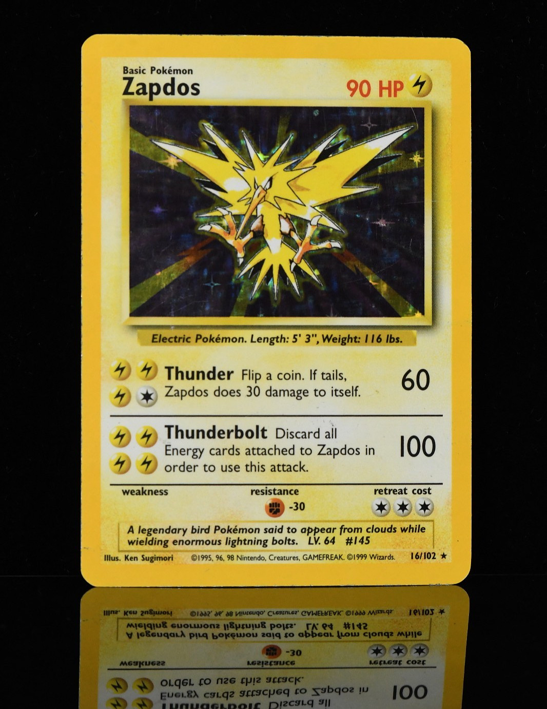 Pokémon TCG Base 1999 ZAPDOS 16/102 Holo Rare Unlimited MP Legendary Pokémon TCG Base 1999 ZAPDOS 16/102 Holo Rare Unlimited MP Legendary