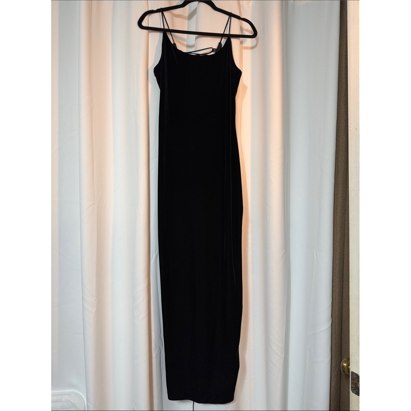 Vintage Rhapsody Black Slip Gothic Lace Up Back Maxi Delicate Straps SZ10 R2