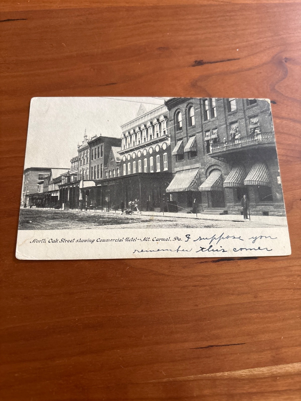 MT. CARMEL PA  1907 Antique Postcard North Oak Street - Commercial Hotel