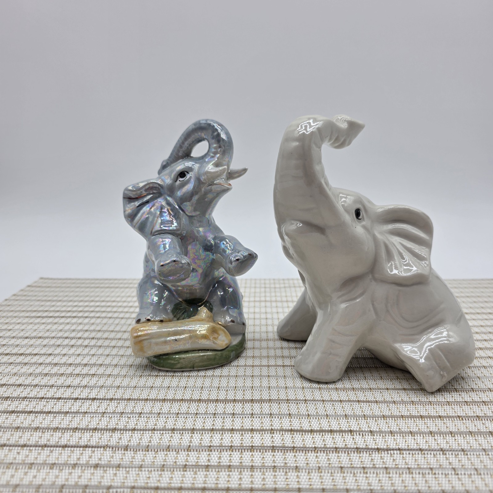 Vintage Ceramic Elephant Figurines Iridescent Lusterware Mother of Pearl Lot Vintage Ceramic Elephant Figurines Iridescent Lusterware Mother of Pearl Lot