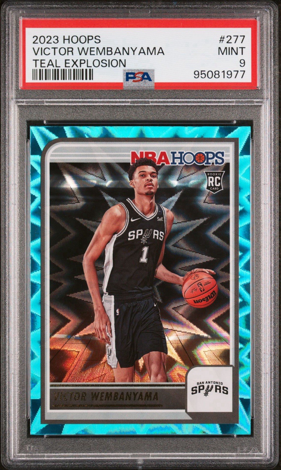 Panini 2023-24 NBA Hoops Victor Wembanyama Teal Explosion RC #277 PSA 9
