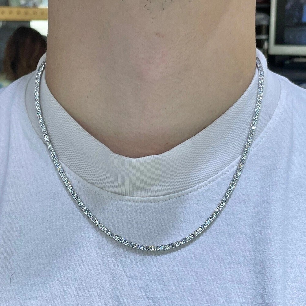 Lab Grown Diamond Tennis Necklace D VS 18.00 Carat 14k Gold Plated 20\'\' Inches