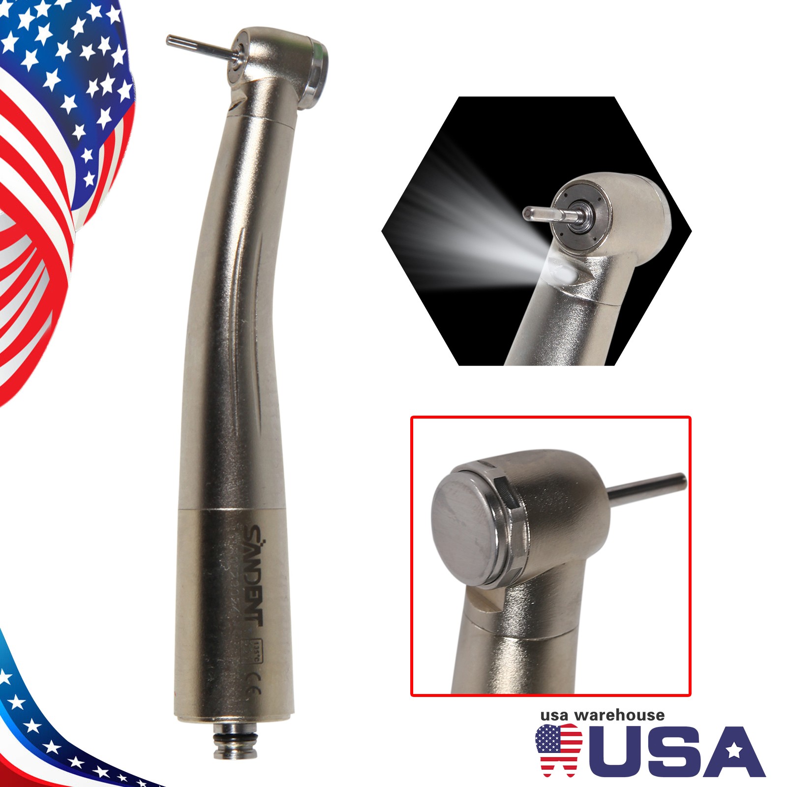 NSK KAV Style SANDENT LED Fiber Optic High Speed Handpiece / 6Hole Quick Coupler