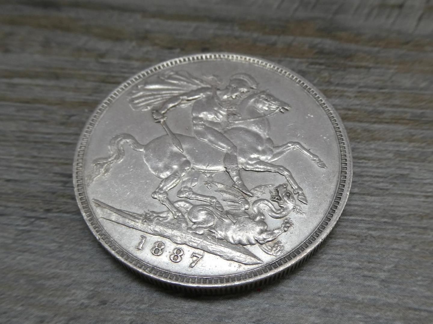 1887 Crown - Queen Victoria British Sterling Silver Coin - Very Nice KX87