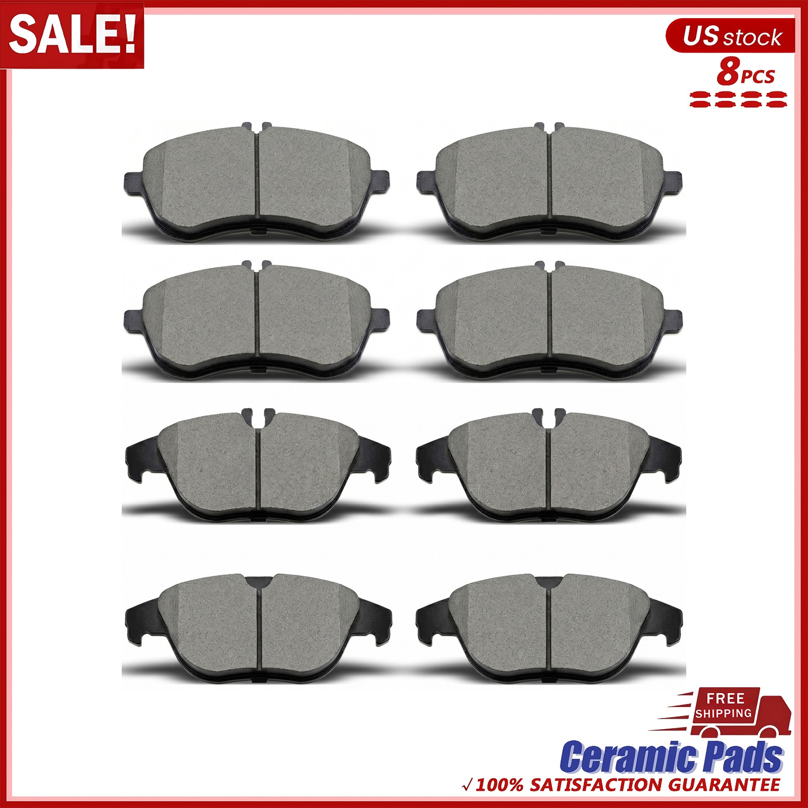 Front & Rear Ceramic Brake Pads For MERCEDES-BENZ C250 2012-2015 C300 2008-2012